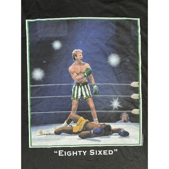 Larry Bird Magic Johnson 86ed Tee Men’s M Ali Parody NBA Graphic T-Shirt Black - Picture 2 of 5